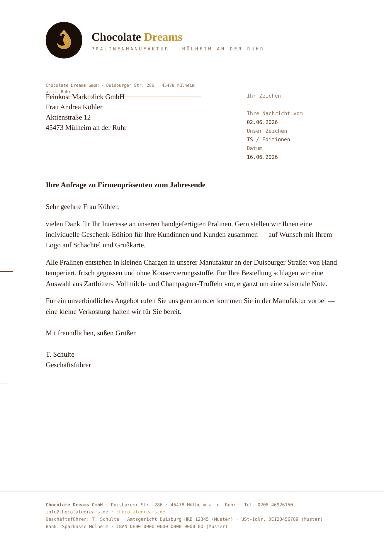 Vorschau des Briefbogens nach DIN 5008