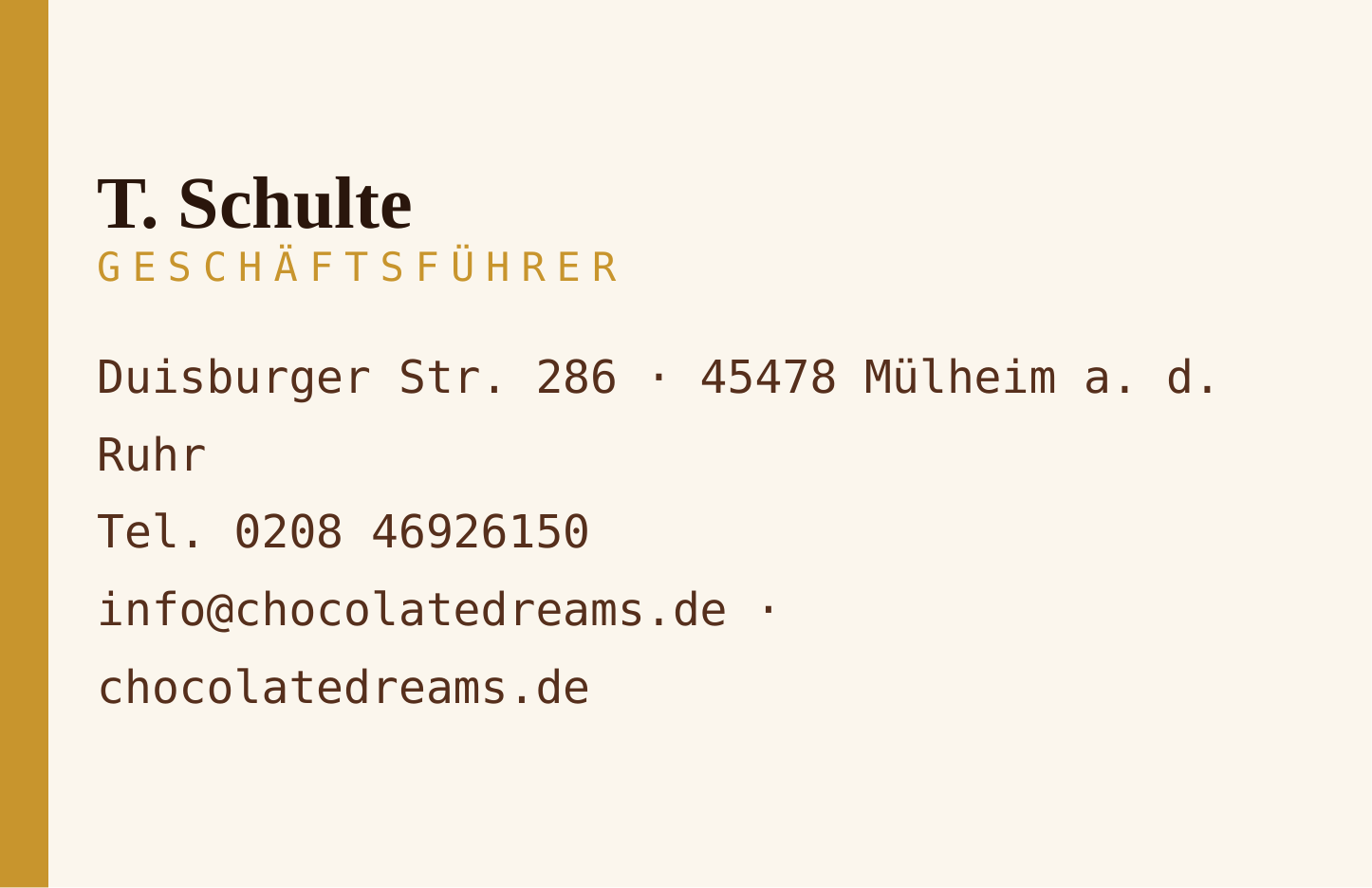 Visitenkarte Rückseite
